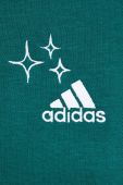 Кофта adidas жіноча колір зелений з капюшоном з аплікацією (3337816)