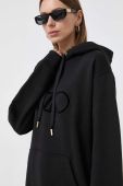 Бавовняна кофта MICHAEL Michael Kors жіноча колір чорний з капюшоном з аплікацією