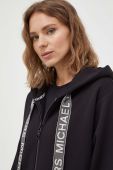 Бавовняна кофта MICHAEL Michael Kors жіноча колір чорний з капюшоном однотонна