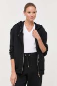 Бавовняна кофта Armani Exchange жіноча колір чорний з капюшоном однотонна