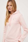 Кофта Armani Exchange жіноча колір рожевий з капюшоном з аплікацією