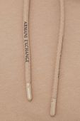 Кофта Armani Exchange жіноча колір бежевий з капюшоном з аплікацією
