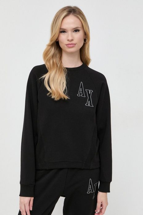 Кофта Armani Exchange жіноча колір чорний з аплікацією (3495974)