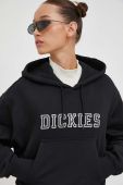 Бавовняна кофта Dickies жіноча колір чорний з капюшоном з принтом (3647769)