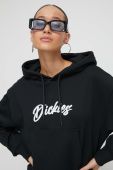 Бавовняна кофта Dickies жіноча колір чорний з капюшоном з принтом (3637807)