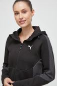 Тренувальна кофта Puma колір чорний з капюшоном візерунок