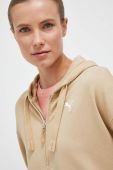 Бавовняна кофта Puma жіноча колір бежевий з капюшоном однотонна (3441519)