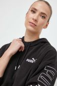 Кофта Puma жіноча колір чорний з капюшоном з принтом (3653450)
