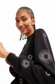 Кофта Desigual жіноча колір чорний з аплікацією