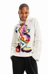 Бавовняна кофта Desigual x Disney жіноча колір бежевий з капюшоном з принтом