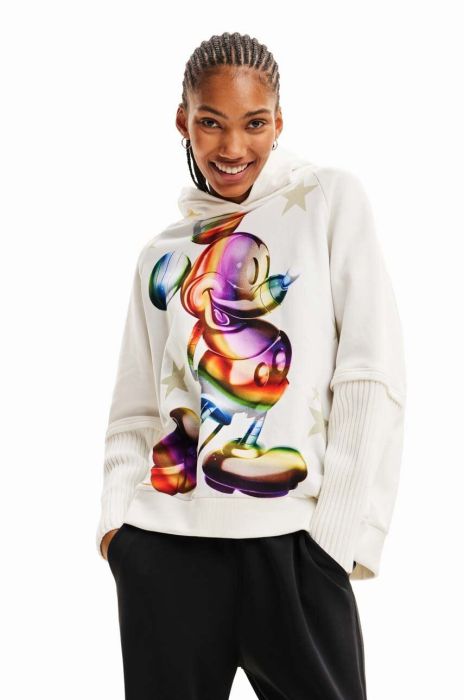 Бавовняна кофта Desigual x Disney жіноча колір бежевий з капюшоном з принтом