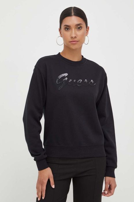 Кофта Guess жіноча колір чорний з аплікацією (3503657)