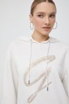 Кофта Guess жіноча колір бежевий з капюшоном з аплікацією (3503672)