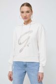 Кофта Guess жіноча колір бежевий з капюшоном з аплікацією (3503672)