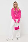 Кофта Guess жіноча колір рожевий з капюшоном з аплікацією (3503677)