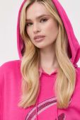 Кофта Guess жіноча колір рожевий з капюшоном з аплікацією (3503677)