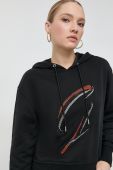 Кофта Guess жіноча колір чорний з капюшоном з аплікацією (3503667)