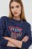 Кофта Guess жіноча колір синій з аплікацією (3656661)