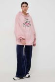 Кофта Guess Guess x Banksy жіноча колір рожевий з капюшоном з аплікацією