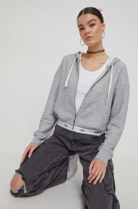 Кофта UGG жіноча колір сірий з капюшоном однотонна (3470201)