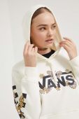Кофта Vans жіноча колір бежевий з капюшоном візерунок