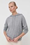 Шерстяна кофта Max Mara Leisure колір сірий з капюшоном меланж