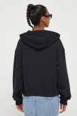 Бавовняна кофта Moschino Jeans жіноча колір чорний з капюшоном однотонна (3402883)