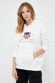 Кофта Gant жіноча колір білий з капюшоном з аплікацією