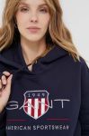 Кофта Gant жіноча колір синій з капюшоном з аплікацією