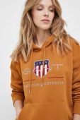 Кофта Gant жіноча колір коричневий з капюшоном з аплікацією