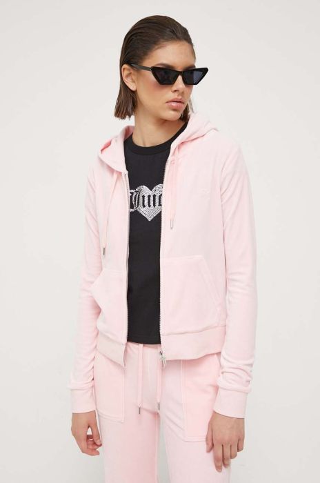 Кофта Juicy Couture Robertson жіноча колір рожевий з капюшоном однотонна
