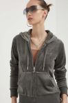 Кофта Juicy Couture Robertson жіноча колір сірий з капюшоном однотонна