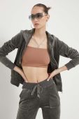 Кофта Juicy Couture Robertson жіноча колір сірий з капюшоном однотонна