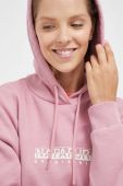 Кофта Napapijri жіноча колір рожевий з капюшоном з принтом