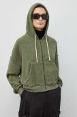 Бавовняна кофта American Vintage жіноча колір зелений з капюшоном однотонна