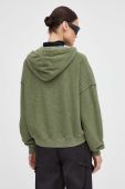 Бавовняна кофта American Vintage жіноча колір зелений з капюшоном однотонна