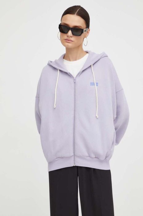 Кофта American Vintage жіноча колір фіолетовий з капюшоном з принтом