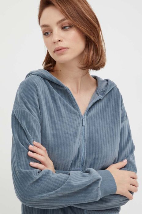 Кофта лаунж United Colors of Benetton з капюшоном однотонна колір блакитний