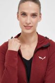 Спортивна кофта Salewa Lavaredo Hemp Hooded колір бордовий з капюшоном однотонна