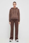 Кофта Guess жіноча колір коричневий з капюшоном візерунок (3585085)
