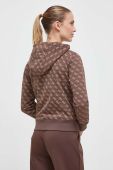 Кофта Guess жіноча колір коричневий з капюшоном візерунок (3585085)