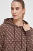 Кофта Guess жіноча колір коричневий з капюшоном візерунок (3585085)