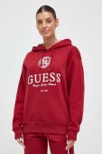Кофта Guess жіноча колір червоний з капюшоном з принтом (3585099)