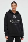 Кофта Guess жіноча колір чорний з капюшоном з принтом (3585108)