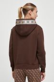 Кофта Guess жіноча колір коричневий з капюшоном з принтом (3545778)