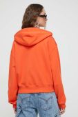 Бавовняна кофта Moschino Jeans жіноча колір помаранчевий з капюшоном з аплікацією
