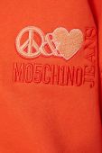 Бавовняна кофта Moschino Jeans жіноча колір помаранчевий з капюшоном з аплікацією
