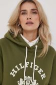 Кофта Tommy Hilfiger жіноча колір зелений з капюшоном з принтом