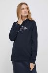 Бавовняна кофта Tommy Hilfiger жіноча колір синій з капюшоном з аплікацією (3473348)
