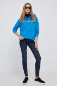 Бавовняна кофта Tommy Hilfiger жіноча з капюшоном з аплікацією колір блакитний (3473369)